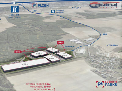 Pronájem skladu, výrobních prostor 4.398 m², Plzeň - Myslinka, D5 - 60804