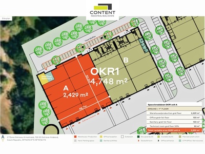 Pronájem skladových, výrobních prostor 2.559 m², Ostrava, Hrabová, D56 - 72774