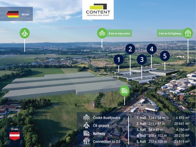 Pronájem novostavby skladu, výrobních prostor 23.919 m², České Budějovice - 74511
