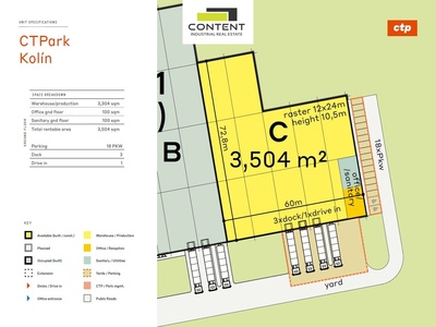Pronájem novostavby skladu, výrobních prostor 3.504 m², Kolín, D11 - 96603