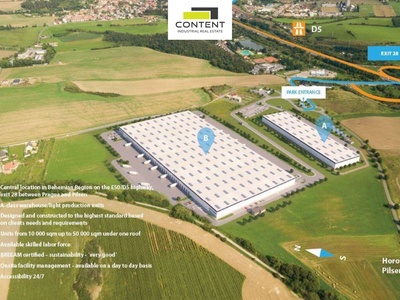 Pronájem novostavby skladu, výrobních prostor 12.600 m², Zdice, D5 - 105185
