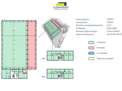 Pronájem skladu, výrobních prostor 2.887 m², Brno - Modřice - 106184