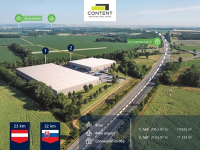 Pronájem novostavby skladu, výrobních prostor 11.333 m², Pohořelice - 111133