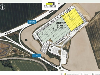 Pronájem skladu, výrobních prostor 20.821 m² Cheb, Odrava, D6 - 111273