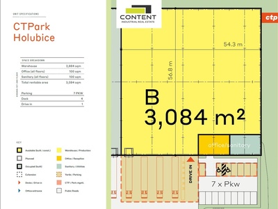 Pronájem novostavby skladu, výrobních prostor 3.078 m², Holubice, D1 - 114126