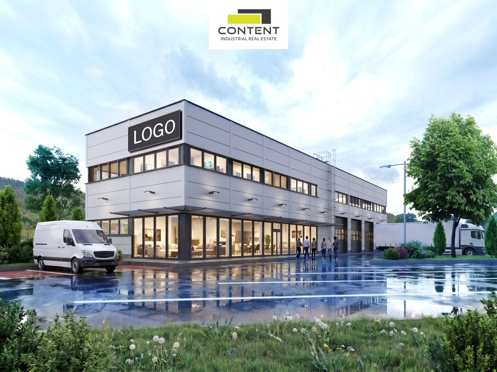 Pronájem novostavby skladu, výrobních prostor 2 556 m², Počaply - Králův Dvůr